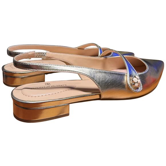 BANDOLINO Aubriana Women's 10M Gold Slingback Flats Pointed Toe Flower Ornament - Picture 5 of 10